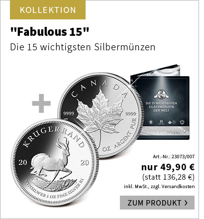 2 Münzen zum Preis von 1: ''Fabulous 15'' – die 15 wichtigsten Silbermünzen